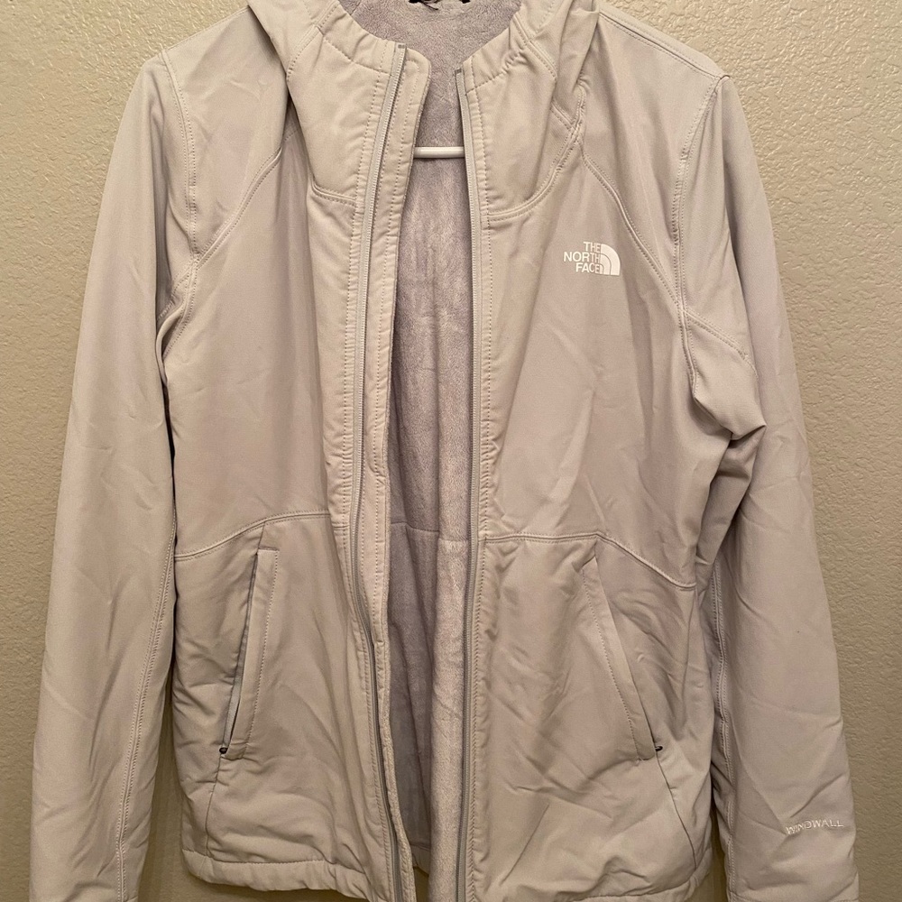 The North Face Women's White Shelbe Raschel Full-Zip Hooded Jacket Size Medium